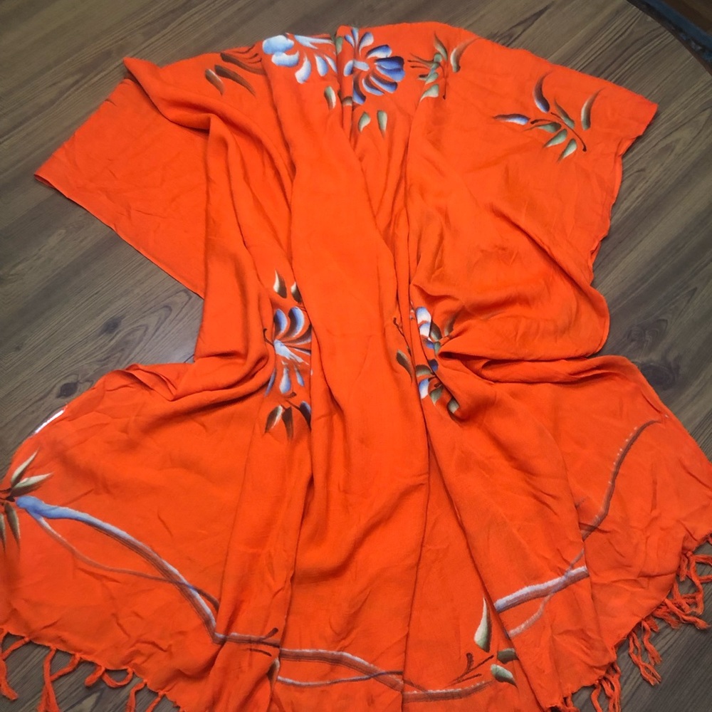 Orange Hawaiian Sarong 62”x42” Hawaii Aloha